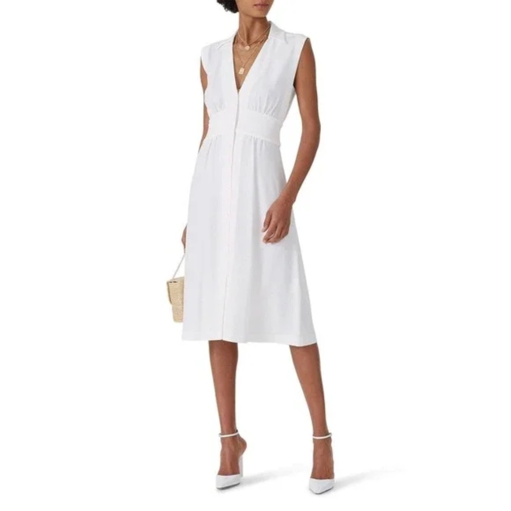 ba&sh White Sleeveless V-Neck Midi Dress